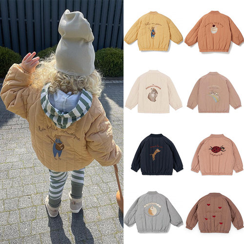 ks男女儿童厚款秋冬刺绣棉服外套