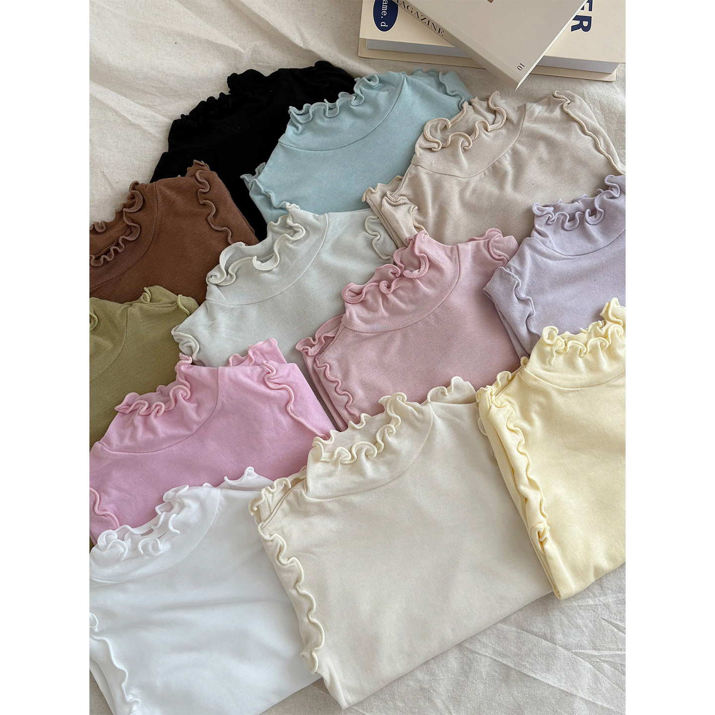 秋季新款女童女宝宝猫肚皮柔软舒适弹力木耳边长袖T恤打底衫裤子,童装/婴儿装/亲子装,T恤,淘宝优惠券,粉丝福利购,淘宝优惠卷