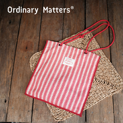 ummroom·OrdinaryMatters假日漫游复古红蓝条纹时髦托特包