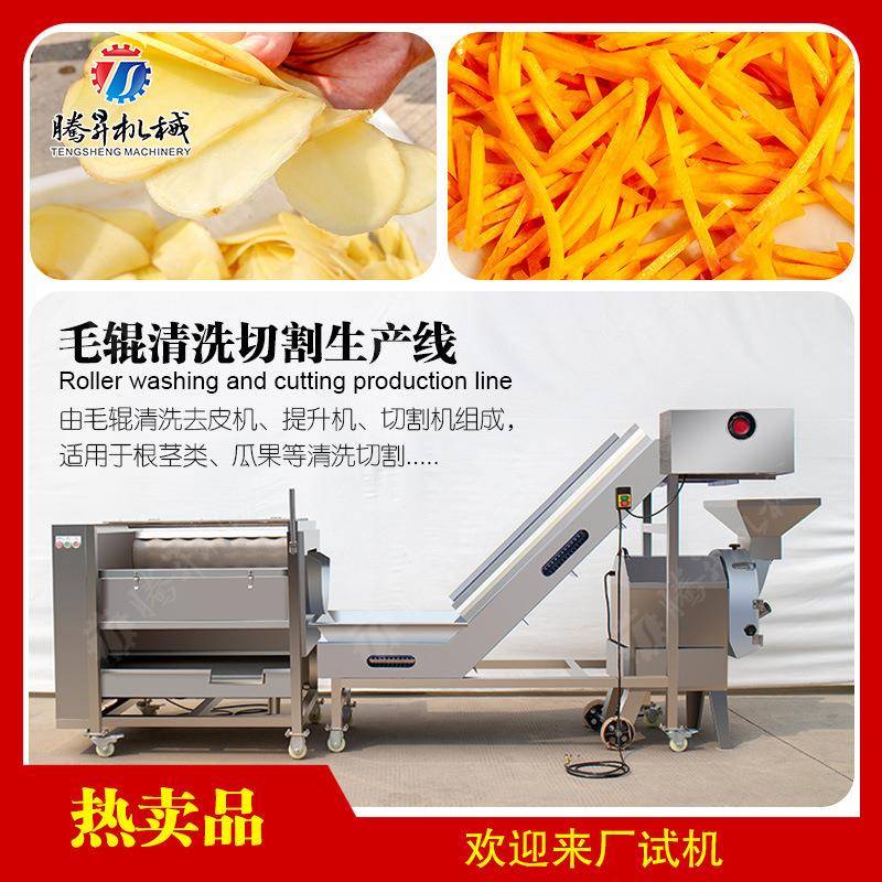 提升机 多功能切菜机 毛辊去皮清洗机 土豆胡萝卜作业线 净菜设备