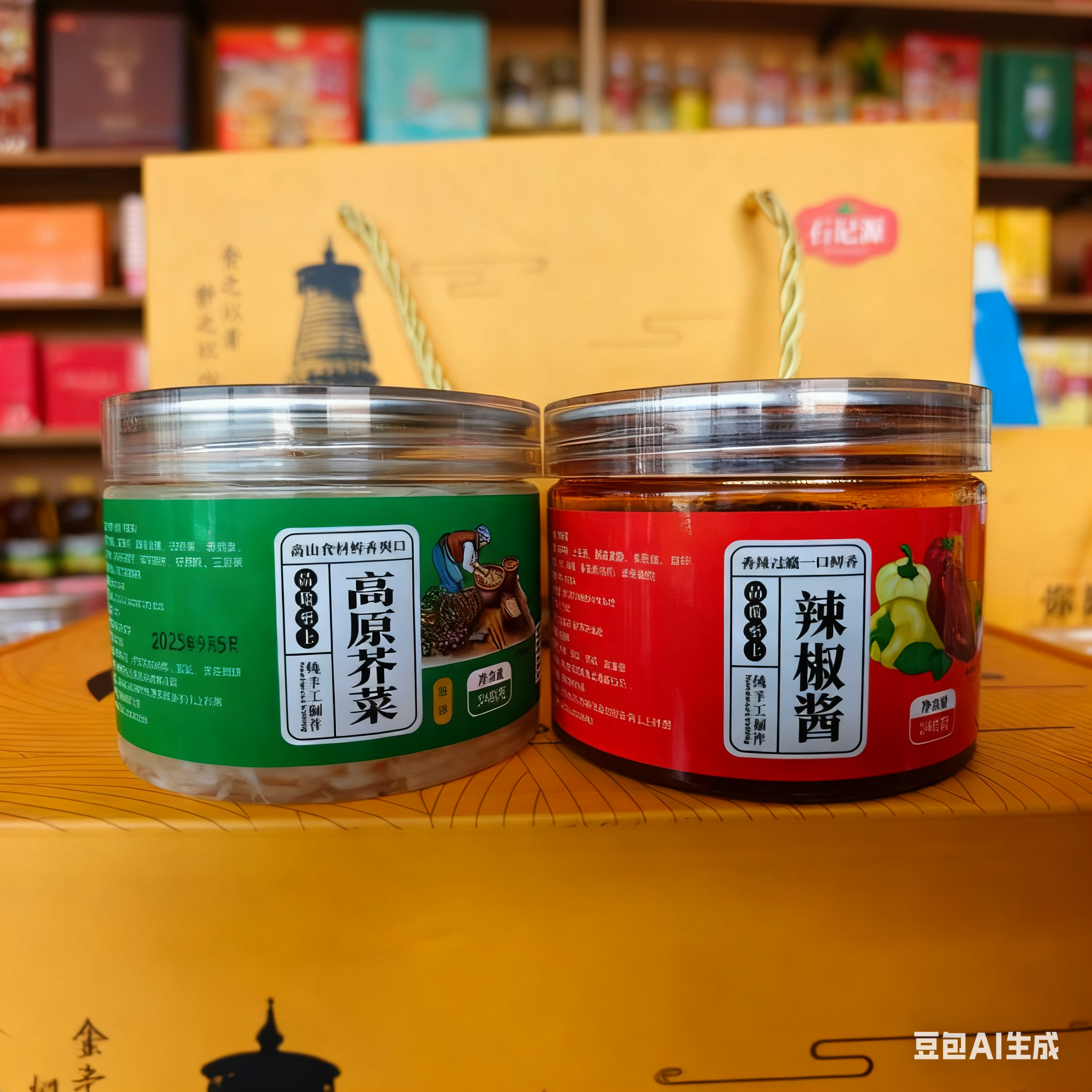 神池石记酱菜 辣椒2瓶+2瓶芥参 脆爽咸菜 开胃配粥下饭佐餐小菜