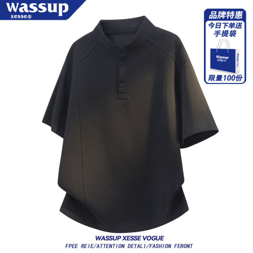 美式高街亨利领cleanfit短袖t恤