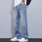男装 男士 2025新款 阔腿牛仔裤 潮牌春夏爆款 宽松直筒夏季 休闲长裤 子