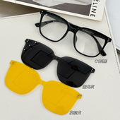 三合一偏光磁吸套镜开车防晒TR90方形大框眼镜框男女近视可配度数