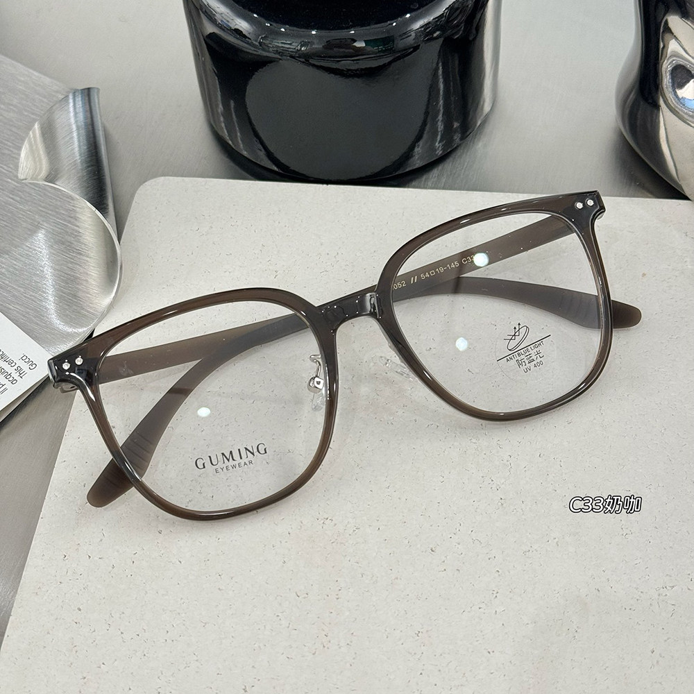 超轻TR90圆形带鼻托大框黑色框眼镜女网红素颜大脸眼镜架近视可配