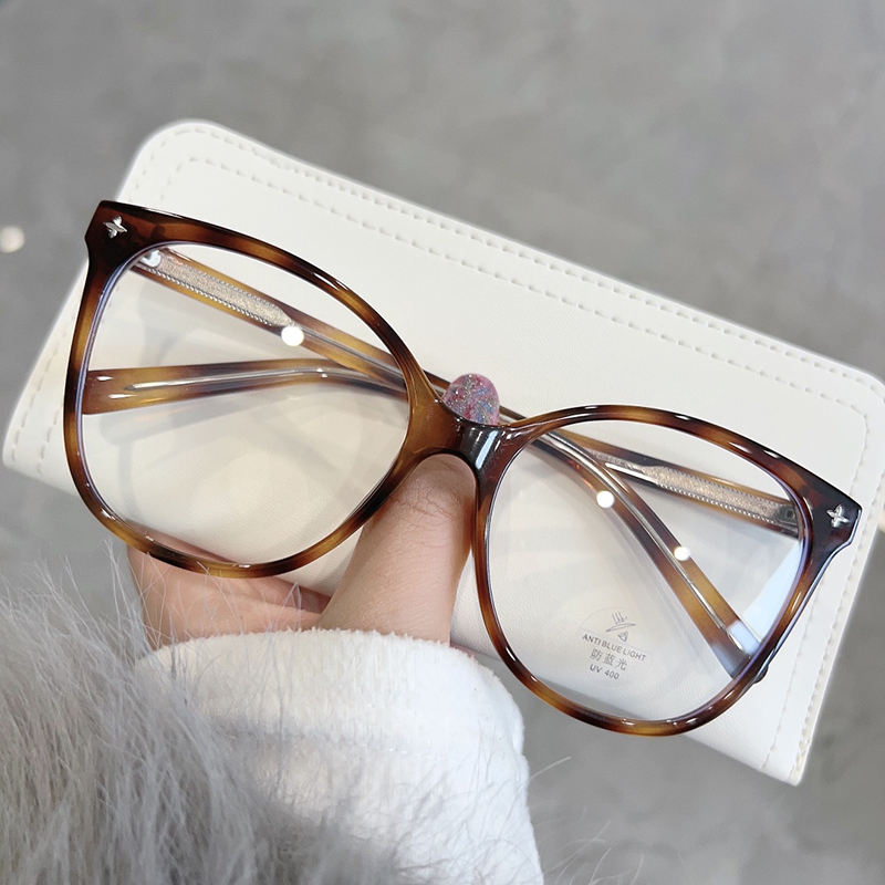 欧阳娜娜同款猫眼大脸显脸小眼镜