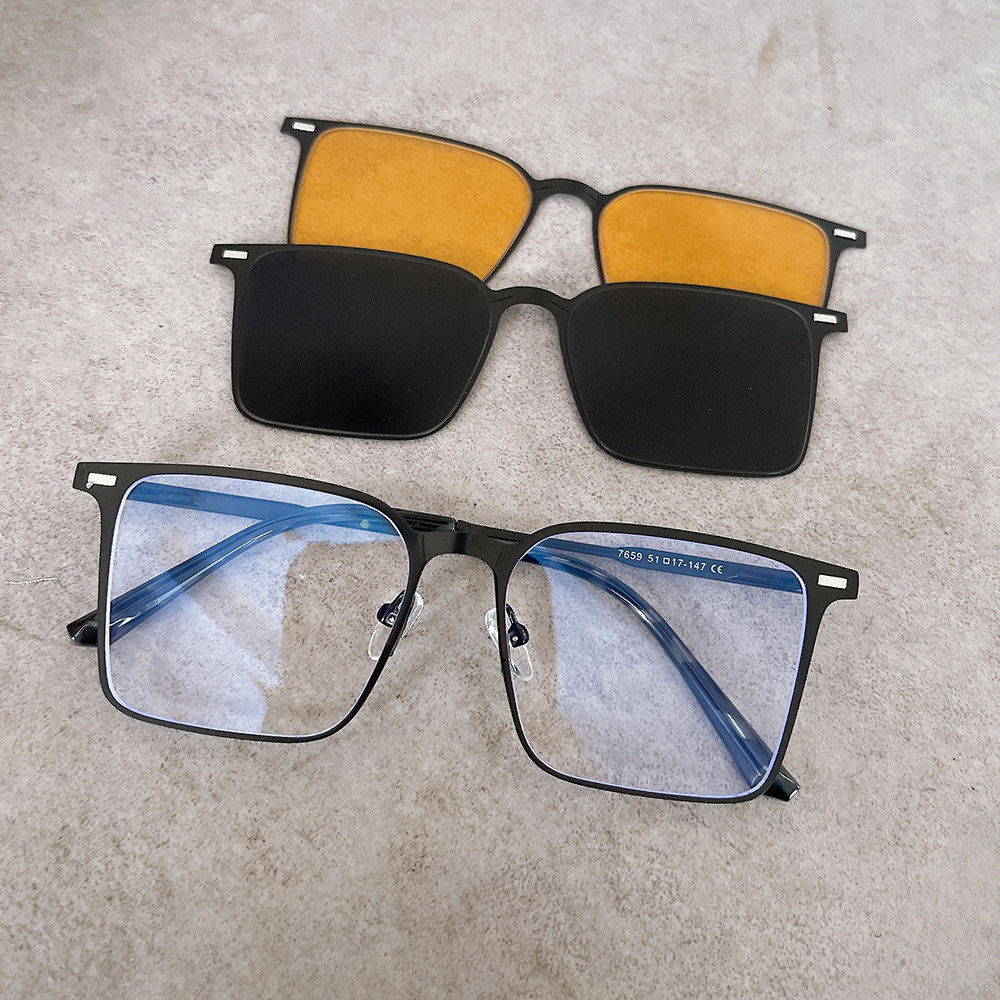 26年新款三合一偏光磁吸套镜方形眼镜框男近视可配度数散光防蓝光