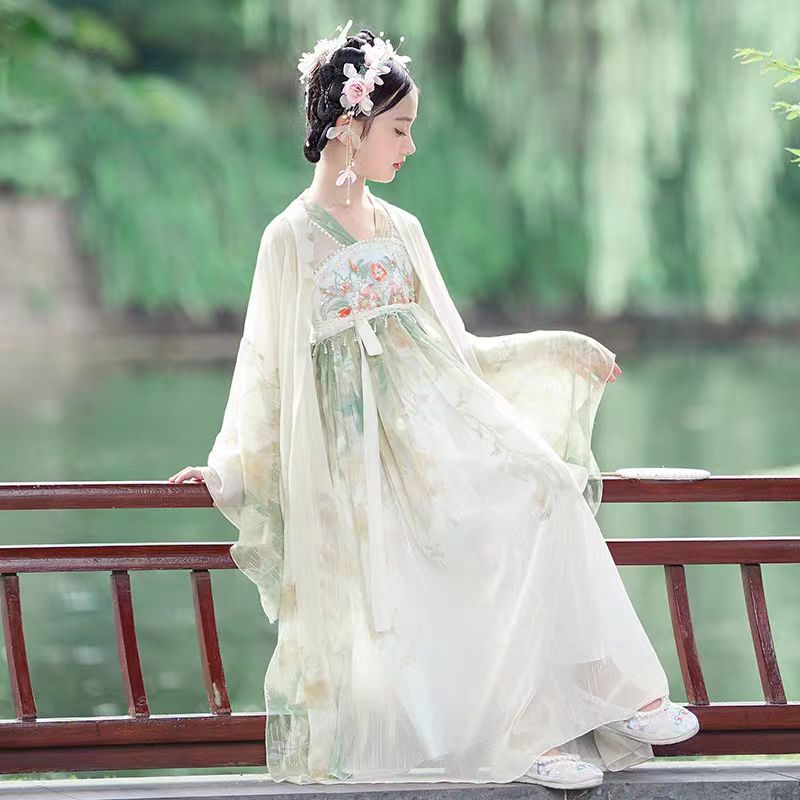 中国风儿童古装超仙长袖襦裙女孩大袖衫连衣裙演出服