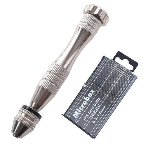 牧田官网小型银色手捻钻0.3-3.5mm文玩模型手动打孔器套装工具木