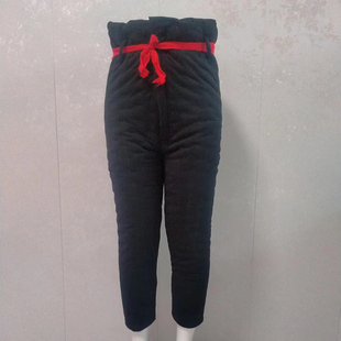 老年款纯棉花裤前开门高腰棉裤深档前开口扎腰带宽松加厚防寒棉裤