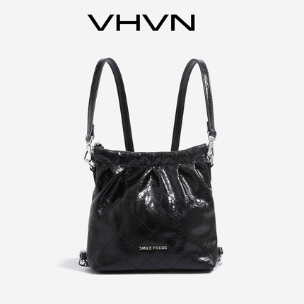 VHVN女包2026新款真皮小号流浪包大容量通勤单肩斜挎托特包双肩包