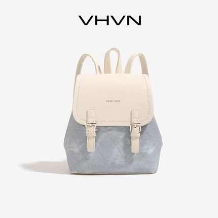 VHVN女包2026新款真皮轻奢双肩包大容量高级感小众学院风通勤背包