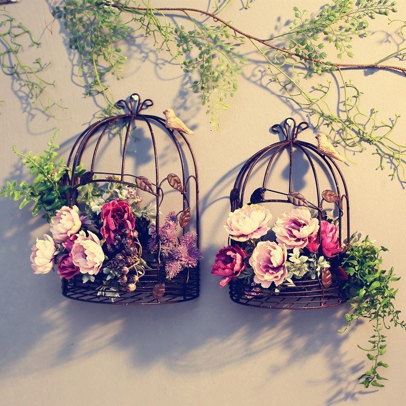 鸟笼花架 铁艺壁挂挂饰挂件墙壁墙面装饰房间的小饰品壁挂置物架|ruв категории Домашний быт, роспись - от Buy2taobao.com для оказания профессиональной услуги покупки агента Taobao