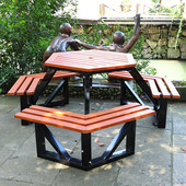 定制户外休闲桌椅室外简约花园座椅实木防腐木塑木社区庭院象棋u.