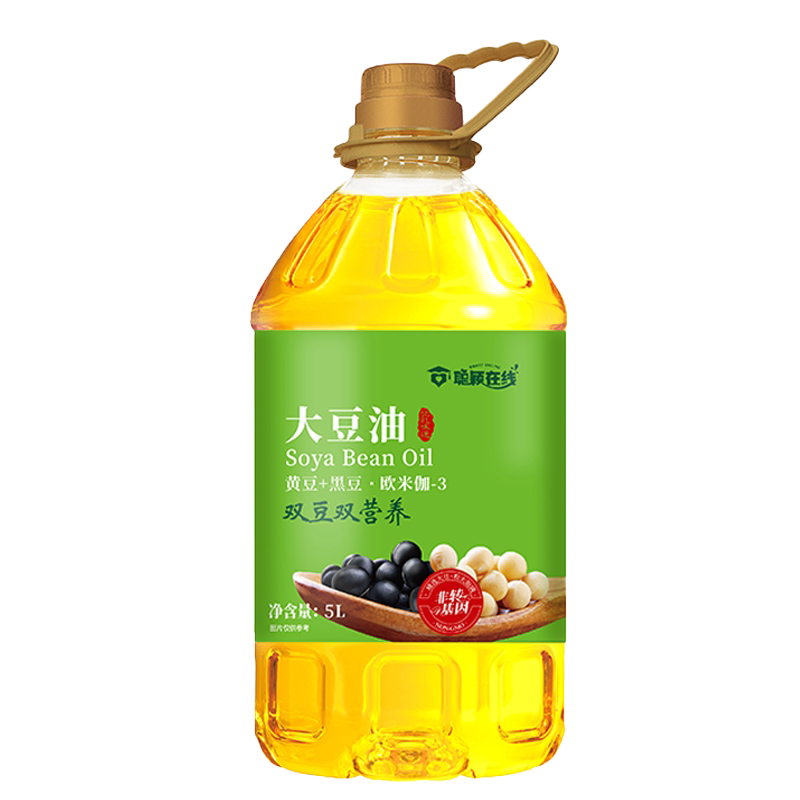 绿帝非转基因大豆油5L/桶 黄豆+黑豆 双豆双营养 家用餐饮食用油