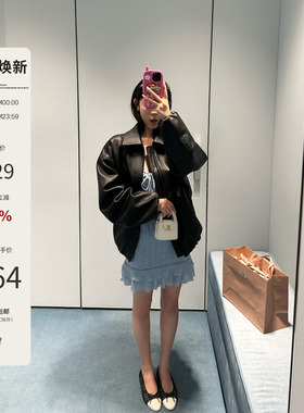 Mas Mash 悉尼海岸 2025年新款pu皮翻领拉链皮衣外套皮夹克机车服