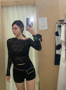 Mas Mash 明媚科嘉西 高腰弹力外穿紧身包臀短裤女夏显瘦黑色裤子