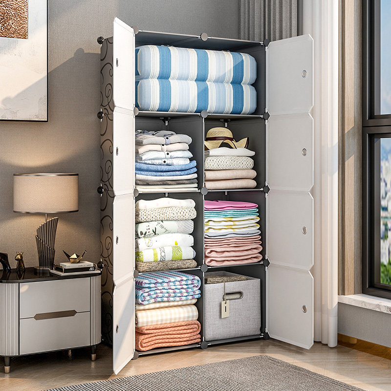 简易衣柜储物柜收纳宿舍免安装塑料出租房用现代简约家用卧室柜子