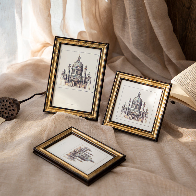 美式复古相框摆台定制卧室装饰摆件6寸 8寸打印代洗照片做成相框