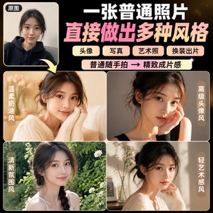 生活照PS精修普通照片 设计AI换装换背景艺术写真照 头像图片美化