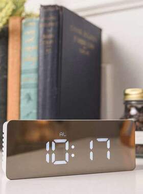 digital alarm clock night light thermometer mirror镜面闹钟