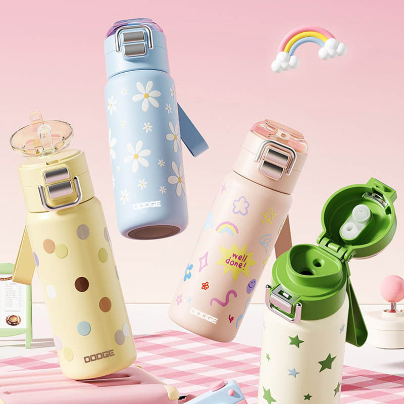 进口316儿童保温杯男孩上学专用316不锈钢幼儿园吸管水杯便携水壶