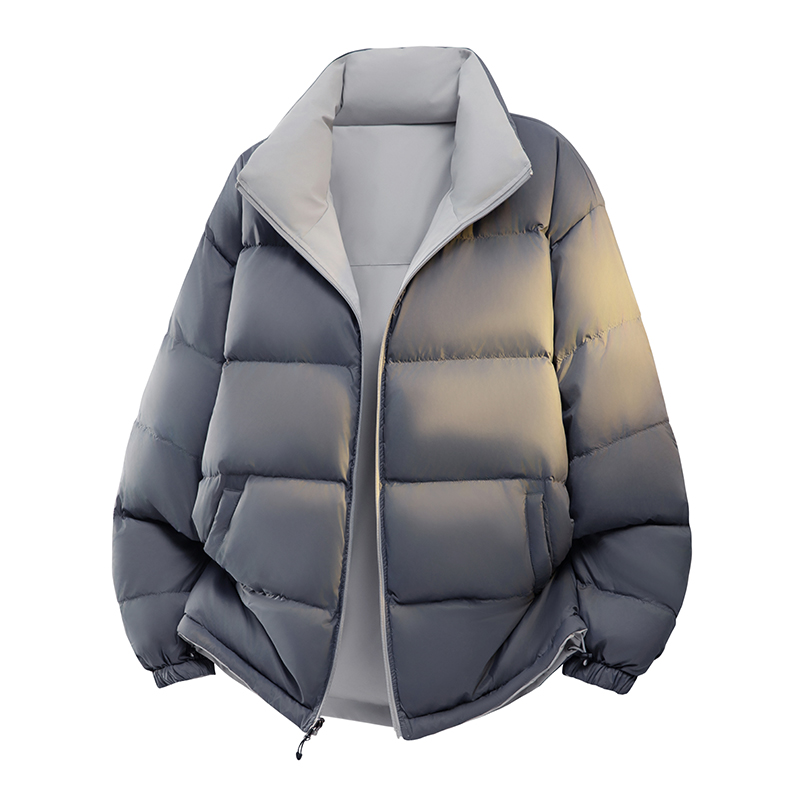 【奥莱冬装】双面穿羽绒服男女冬天抗寒保暖白鸭绒面包服灰色外套