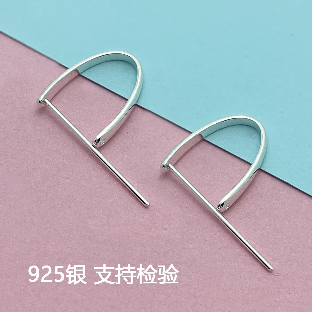 S925纯银平安扣配件光面玉坠玉石翡翠夹扣加厚款扣头吊坠扣连接扣