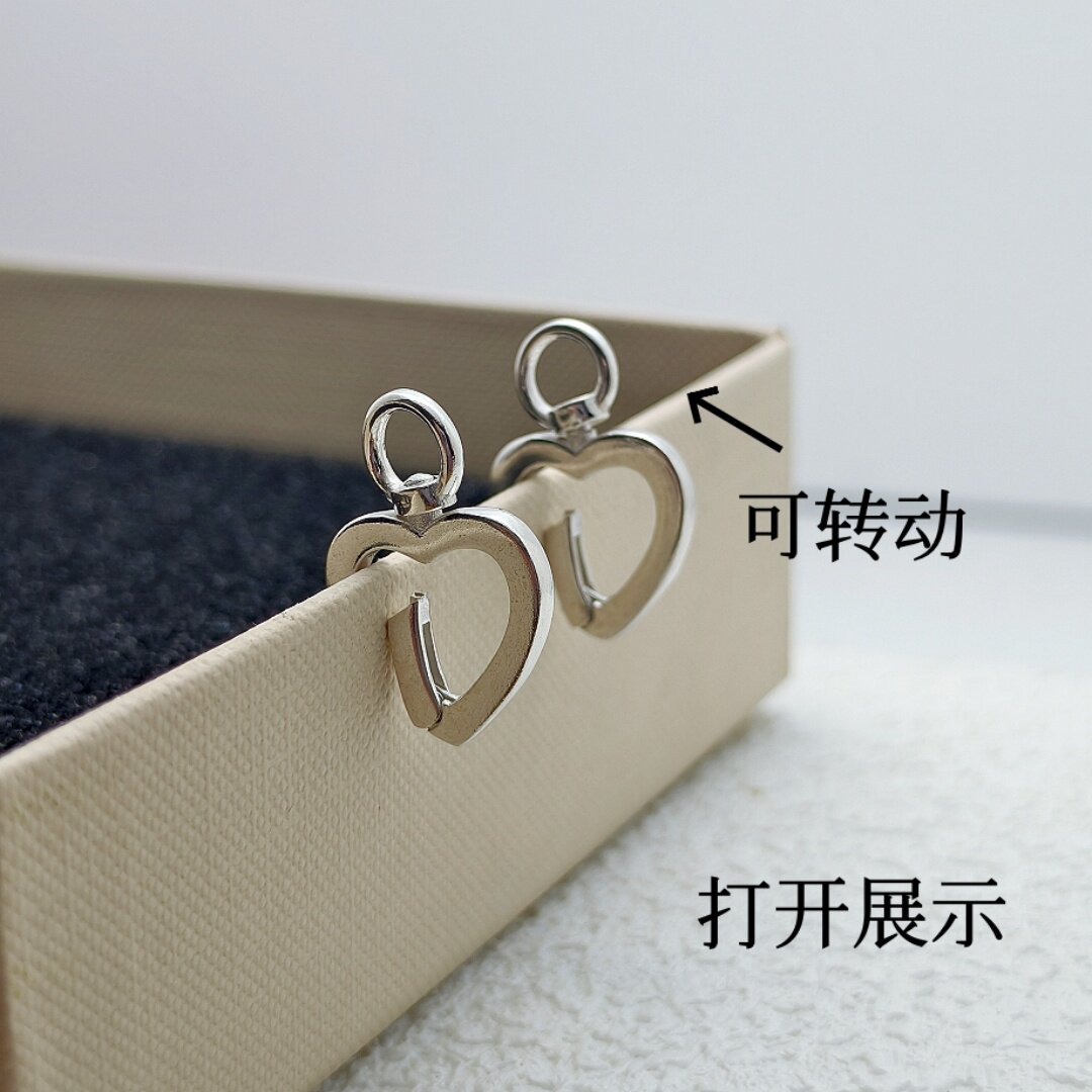 S925纯银可转动爱心弹簧扣