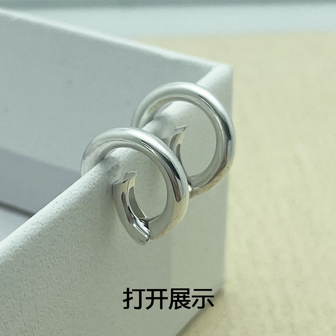 S925纯银光面弹簧扣卡圈扣按扣图片