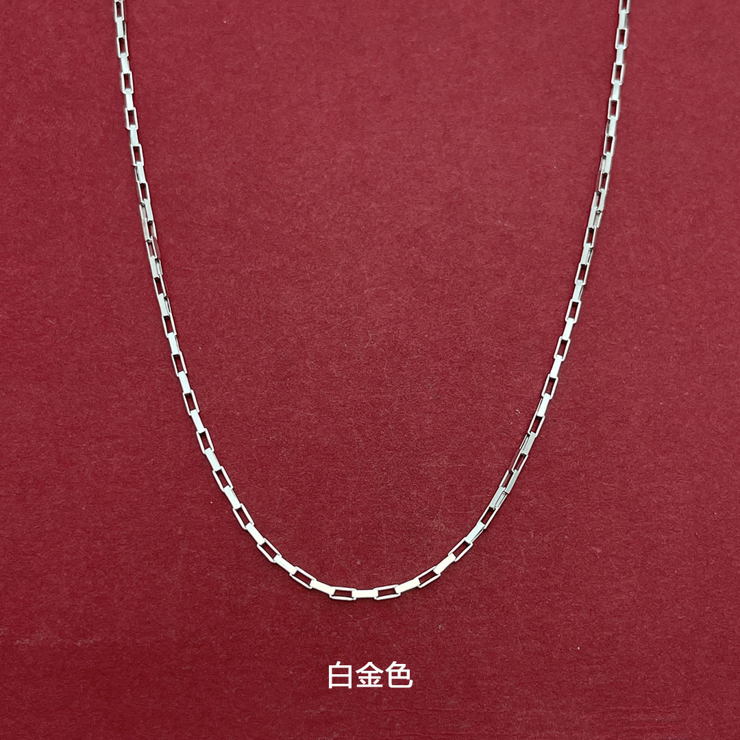 S925纯银项链方柱链十字链吊坠锁骨链毛衣链裸链素链送女友礼物