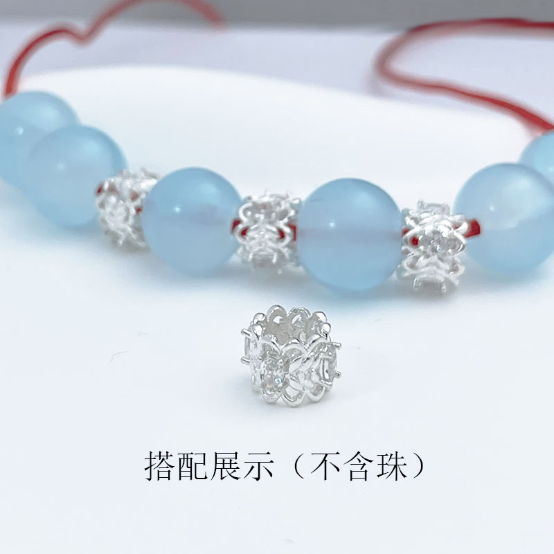 S925纯银皓石桶珠转运珠手串配件