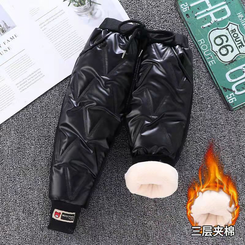 儿童棉裤保暖加绒加厚秋冬新款2026防风裤子一条过冬亮皮裤