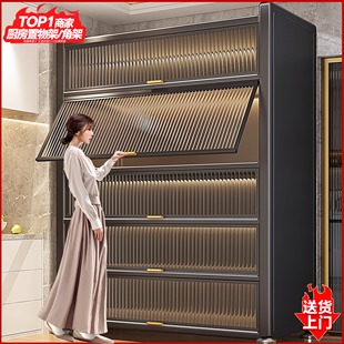 加高厨房置物架落地多层收纳柜子微波炉家用带门多功能橱柜储物柜