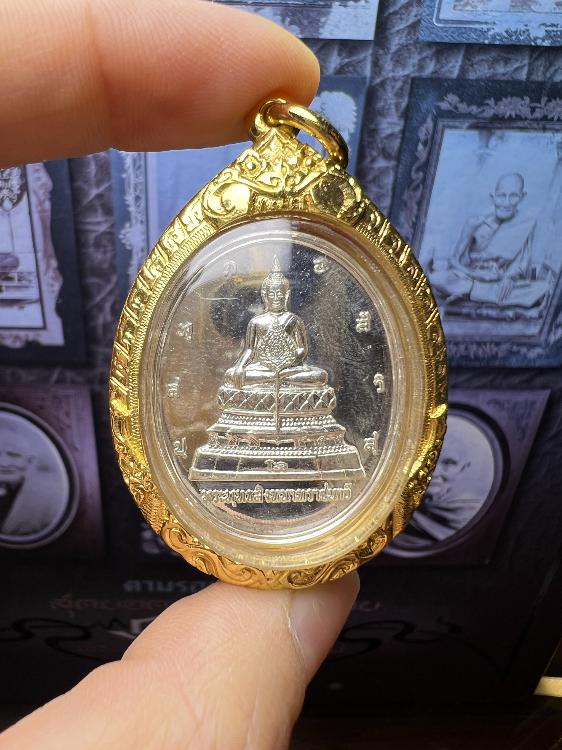 龙婆沛2556纯银佛祖 k金壳泰国特色