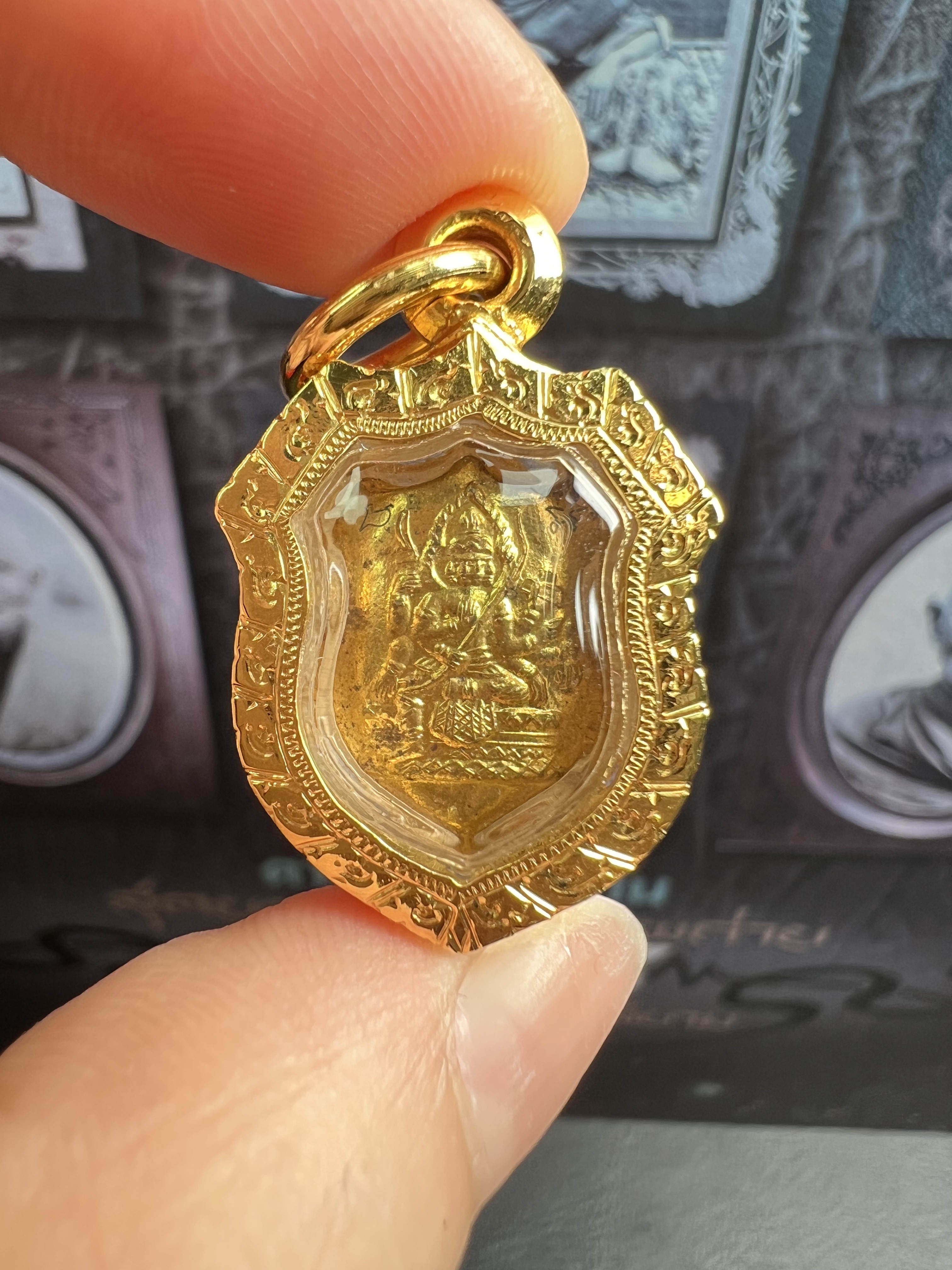 龙婆see2519黄铜四面神 k金壳塔帕占卡 泰国佛牌四面佛 吊坠 保真