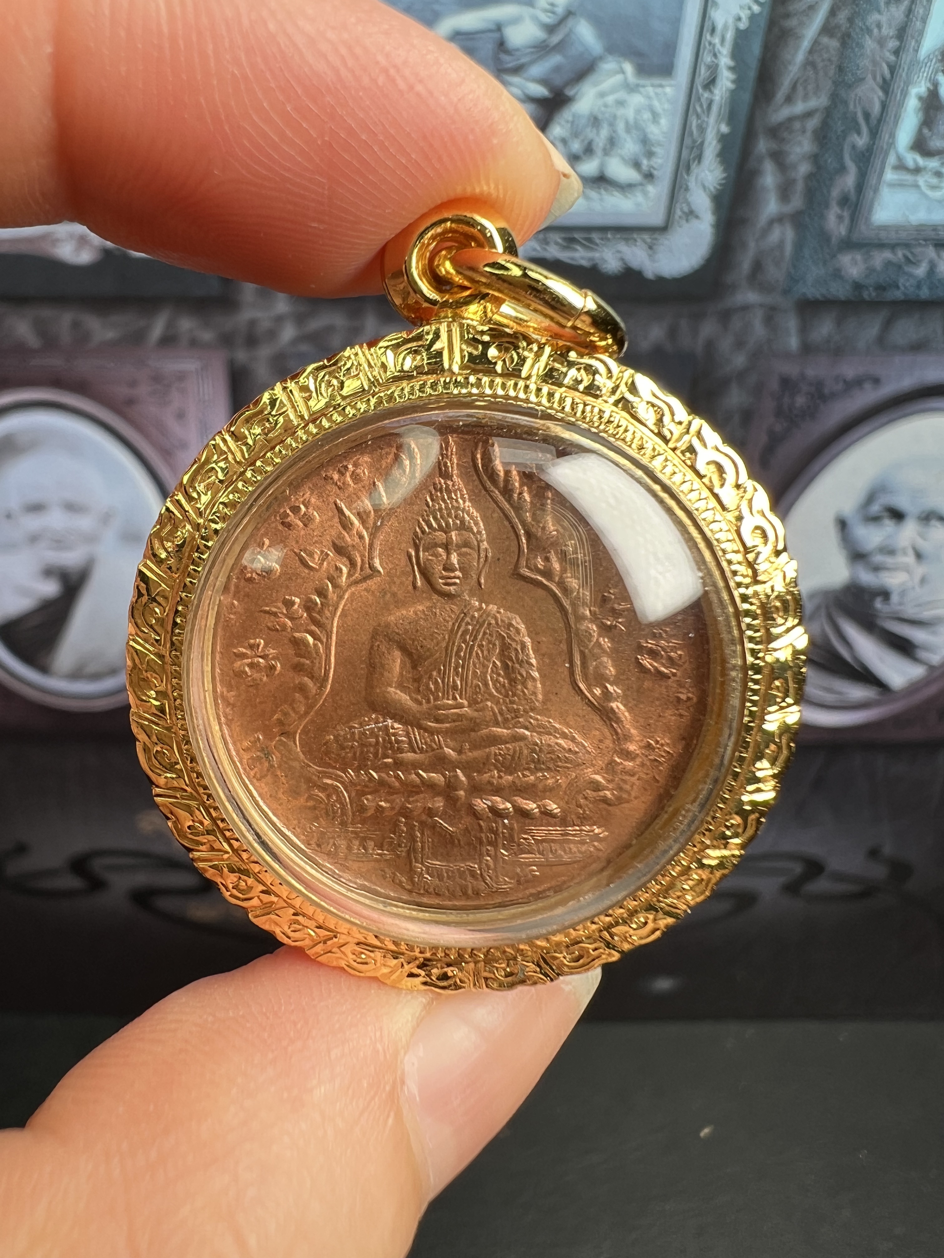 2475玉佛 大法会版本 红铜材质 k金壳萨玛空卡 泰国佛牌吊坠