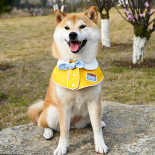 宠物狗狗猫咪法斗柴犬围脖三角巾刻字铭牌围兜围嘴围巾蝴蝶结披风