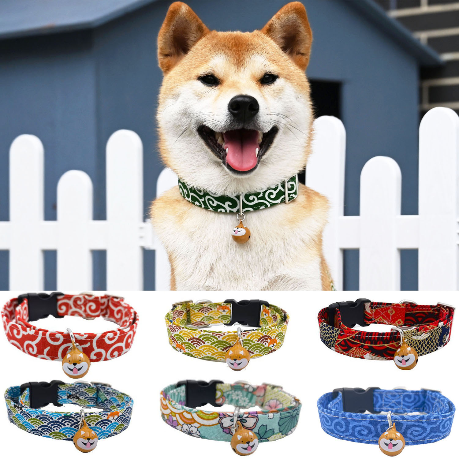 柯基唐草纹日式柴犬宠物狗项圈
