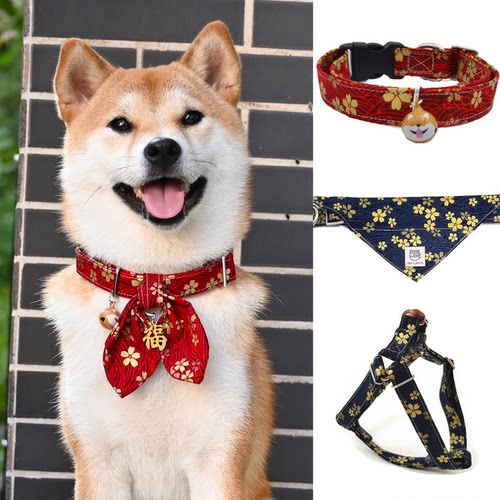 【柴犬烫金樱花和风】日式牵引绳