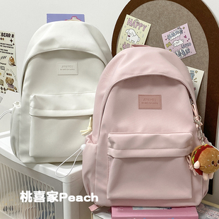 日系ins高中生书包女初中生学院风双肩包 纯色简约大学生百搭背包