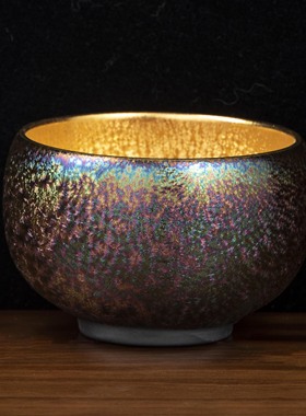 七彩璀璨星河窑变茶杯主人杯高档个人专用七彩窑变茶杯天目盏茶杯