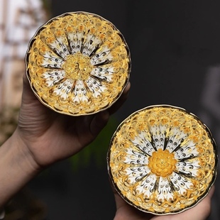 金玉满堂金孔雀金莲花开窑茶杯主人杯七彩孔雀窑变茶杯茶盏金孔雀