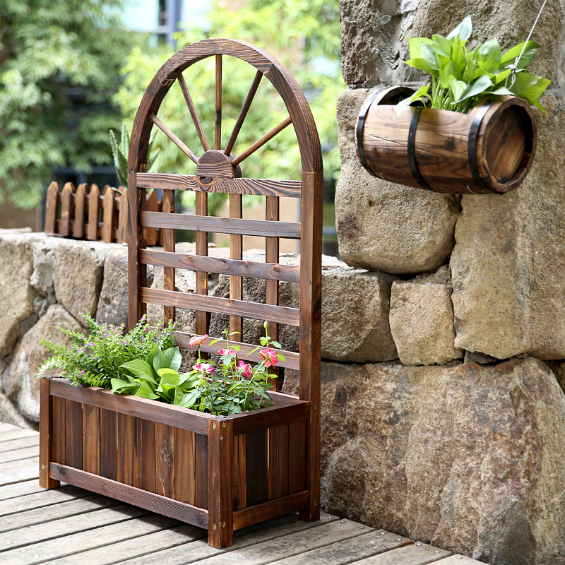 半圆形防腐木花架弧形阳台半拱形月季小花园拱型户外实木爬藤架