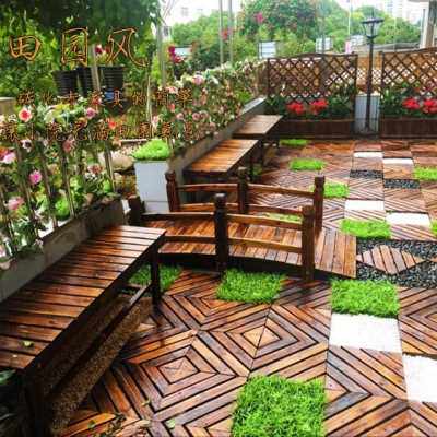 厂销花园户外水池防腐庭院装饰鱼池小木桥古着景观桥流水人家平桥