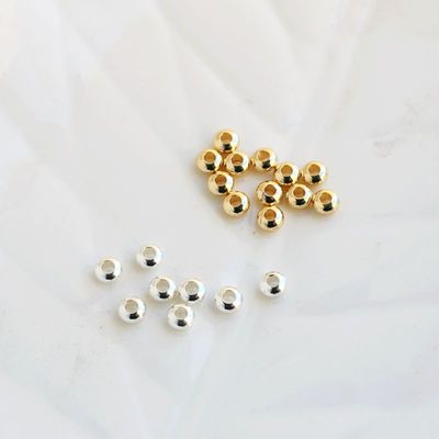 美国14k包金保色金珠手链算盘珠直径3/4/5mm 隔珠项链手工diy配件