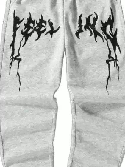 European and American West Coast Hip-Hop Style Printed Jogger Pants for Men, Spring and Autumn Trendy Casual Pants, Gray Sweatpants, Street Style
