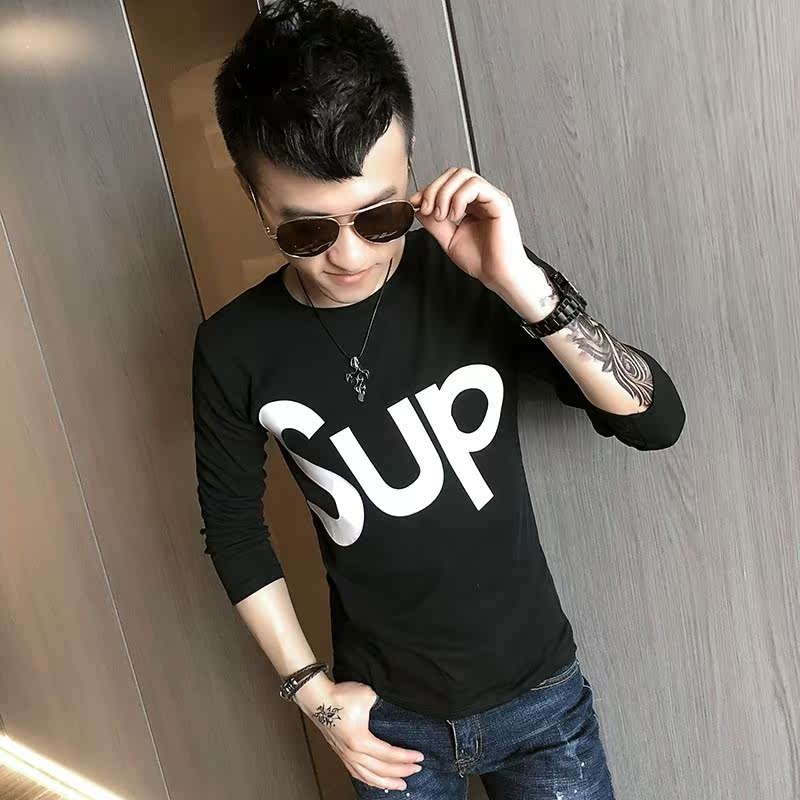 2019早秋上衣服小衫男潮牌社会痞帅sup长袖T恤帅气薄款内搭打底衫|ruв категории Мужская одежда, футболка - от Buy2taobao.com для оказания профессиональной услуги покупки агента Taobao