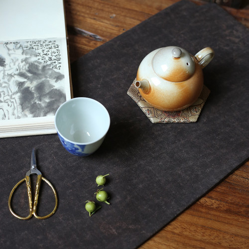 定制老料香云纱茶席柞蚕丝茶垫