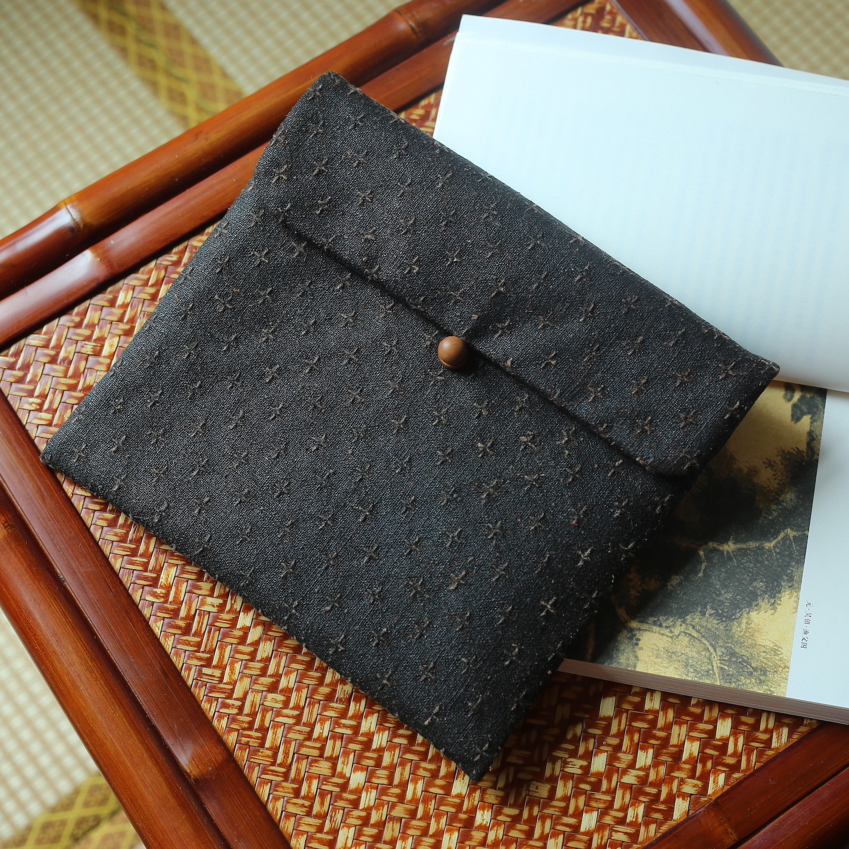 茶盘真丝绢纺香云纱老料